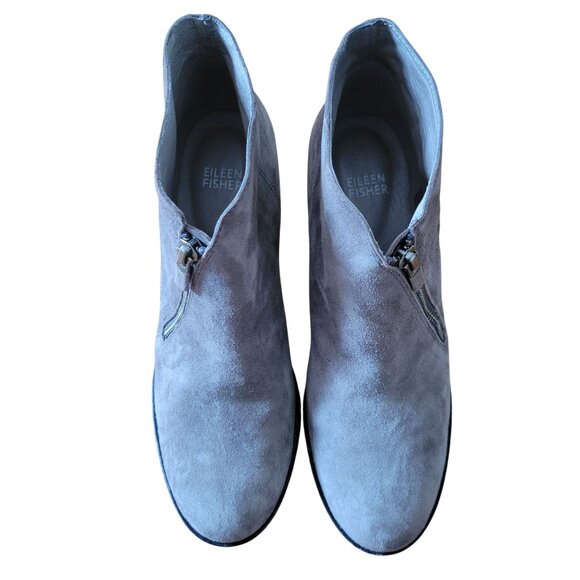 Eileen‎ Fisher Taupe Leather Suede Wedge Ankle Boots Zipper 8.5 ALTO - Picture 2 of 10